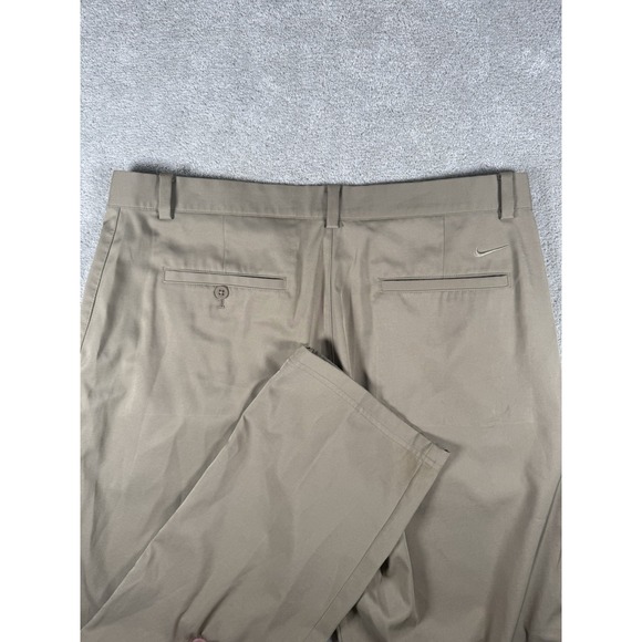 NIKE GOLF Mens Tan Beige Flat Front Performance Dri-Fit Pants 36x32 - Picture 1 of 9
